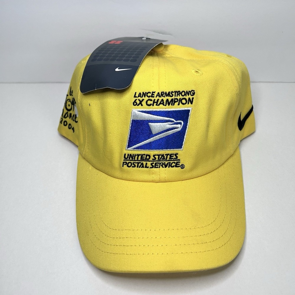 Vtg Nike 2004 Tour De France Lance Armstrong 6x Champion USPS Hat Yellow New